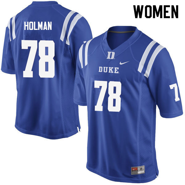 Women #78 Casey Holman Duke Blue Devils College Football Jerseys Sale-Blue